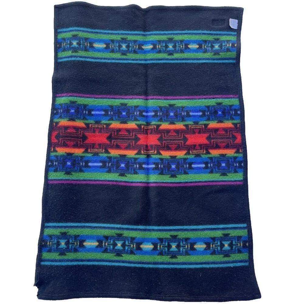 Vtg Pendleton Beaver State Aztec Southwest Wool Blend Saddle Blanket Shawl USA